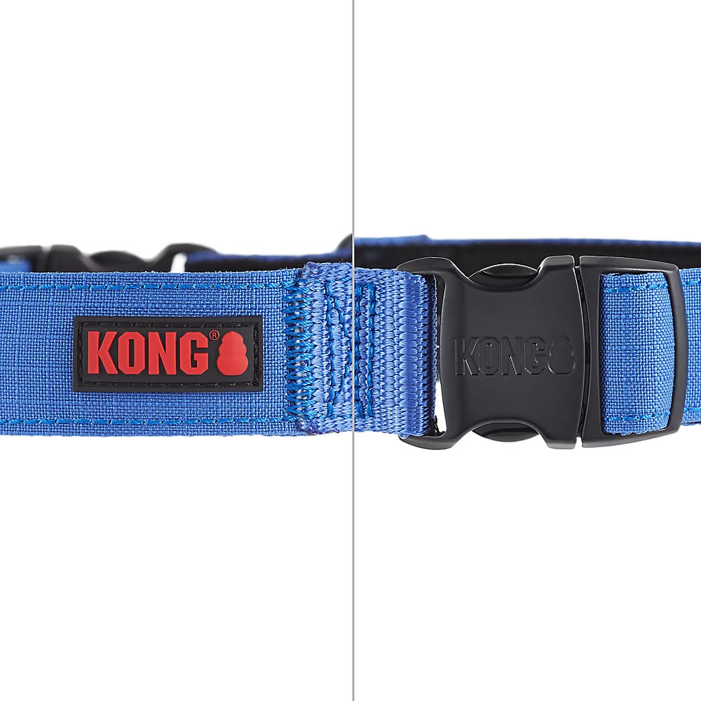 Kong Ultra Durable Padded Comfort Handle Dog Collar (Large, Blue)