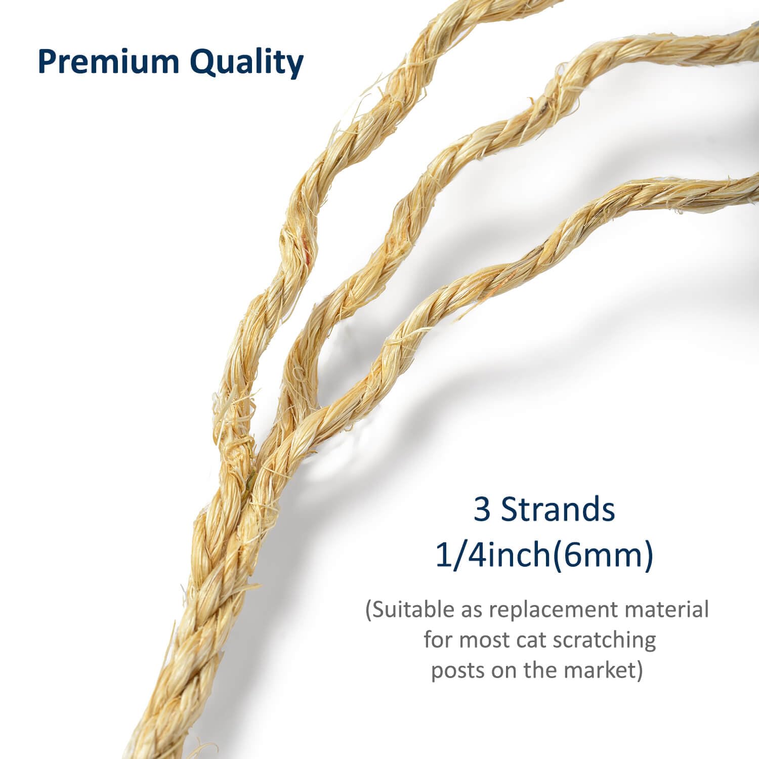 Cat Natural Sisal Rope For Scratching Post Tree Replacement, Hemp Rope For Repairing, Recovering Or Diy Scratcher, Natural Color