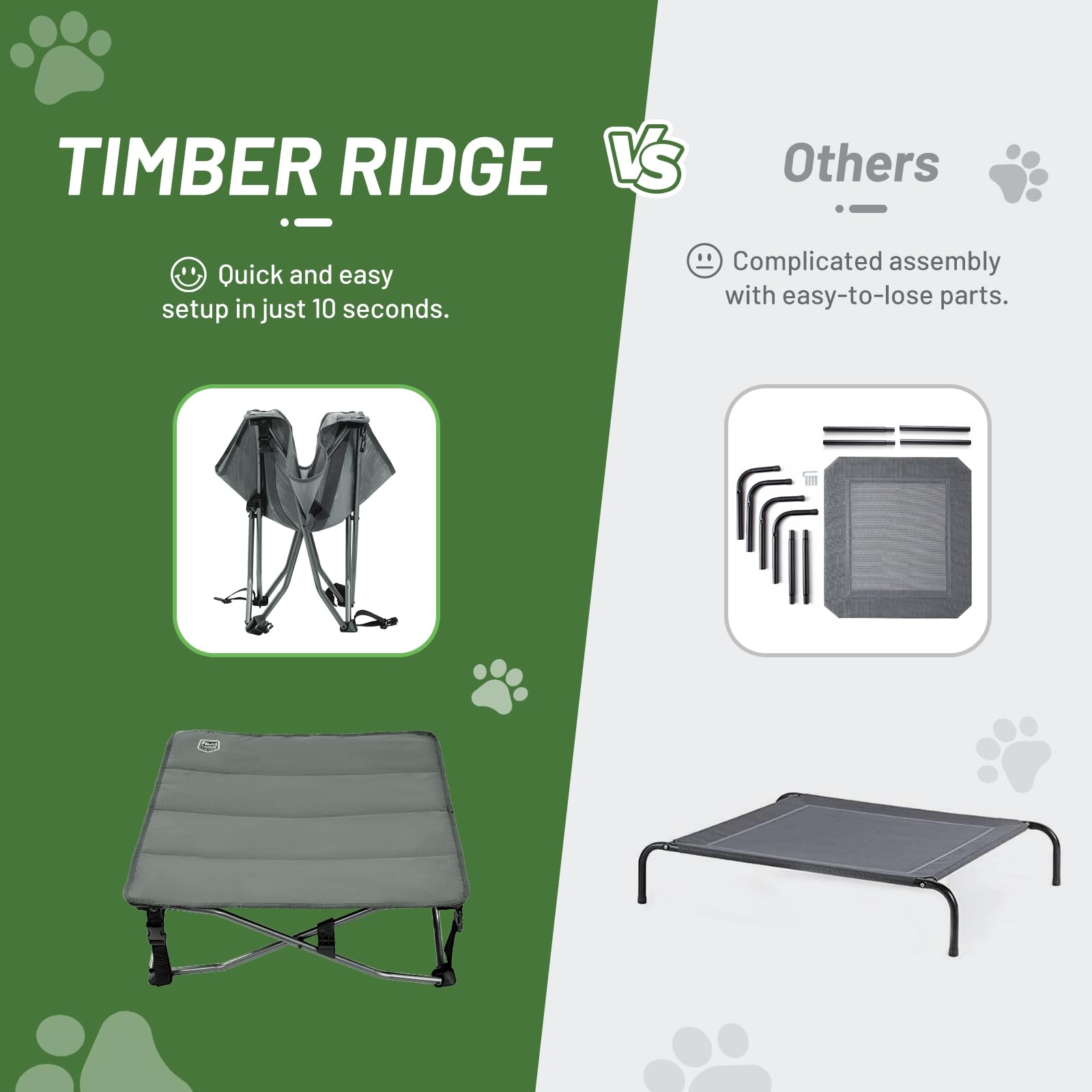 TIMBER RIDGE Small Elevated Dog Bed, Portable Folding Design, 24.8" x 24.8", Dark Grey, with Removable Cooling Pad for Indoor/Outdoor Use