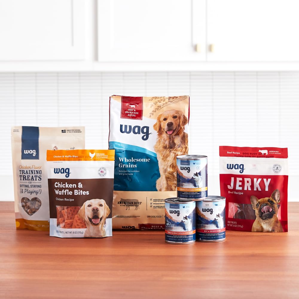 Amazon Brand - Wag Adult Premium Nutrition Dry Dog Food, Supports Stomach and Skin Health, Beef and Brown Rice, 30 lb Bag