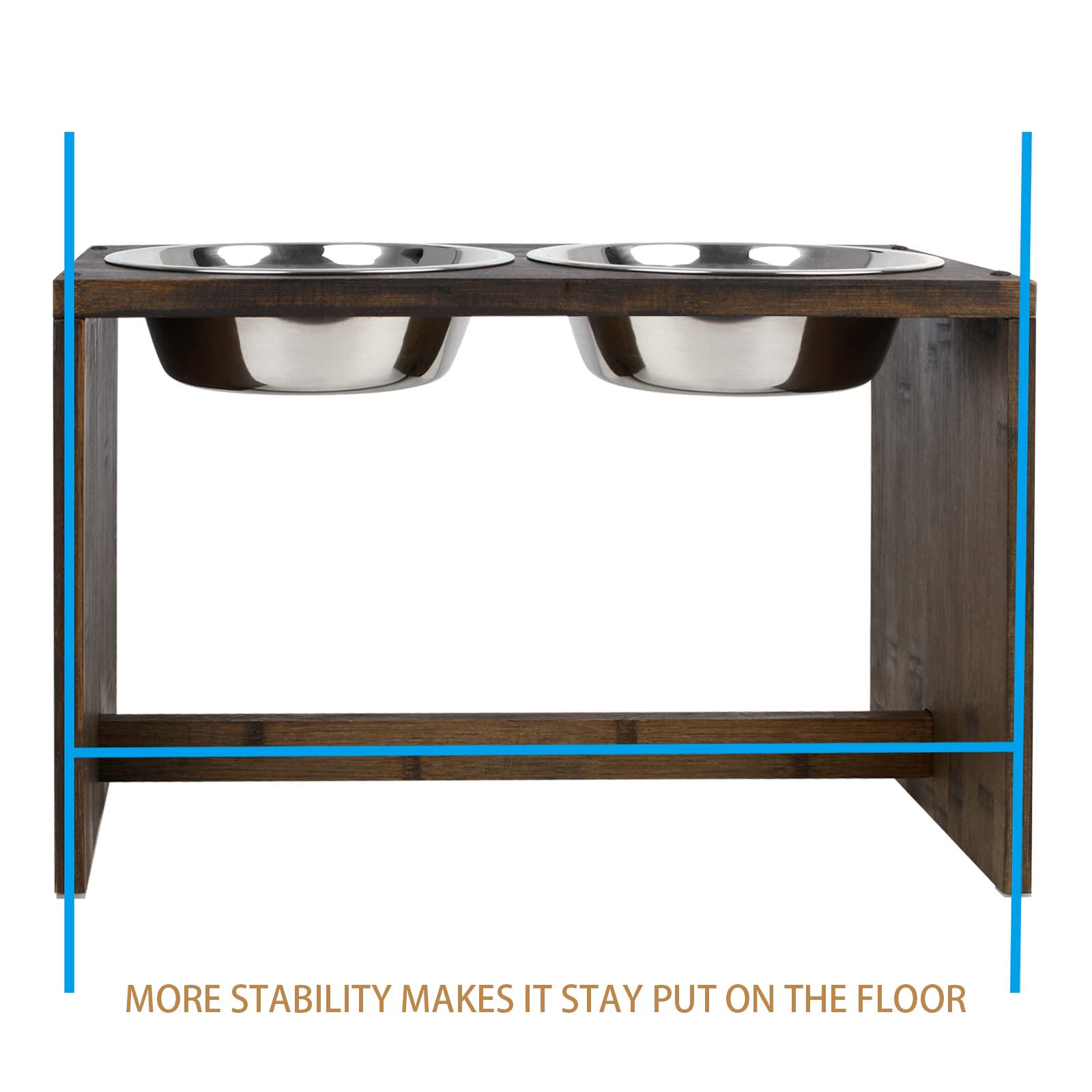 Yangbaga Elevated Dog Bowls, Raised Dog Feeding Station with 2 Bowls, Easy to Clean (Large, Bamboo-Black 2)