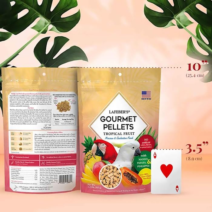LAFEBERS Tropical Fruit Gourmet Pellets Pet Bird Food, No Added Sugar, Made with Non-GMO and Human-Grade Ingredients, for Macaw