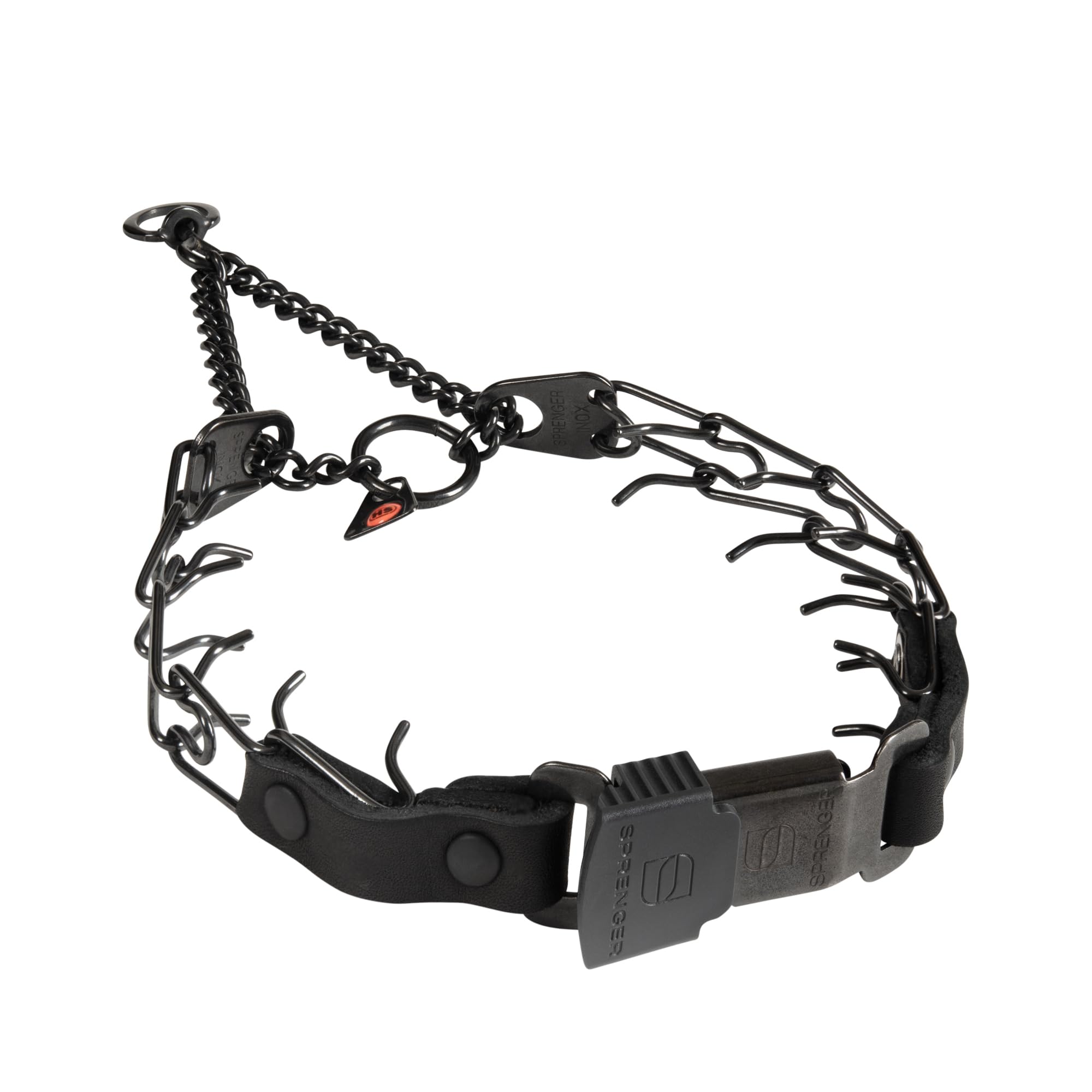 Herm Sprenger Prong Collar For Dog Training With Easy Quick Release Clicklock & Swivel Ring - German Made Dog Collar With Black 