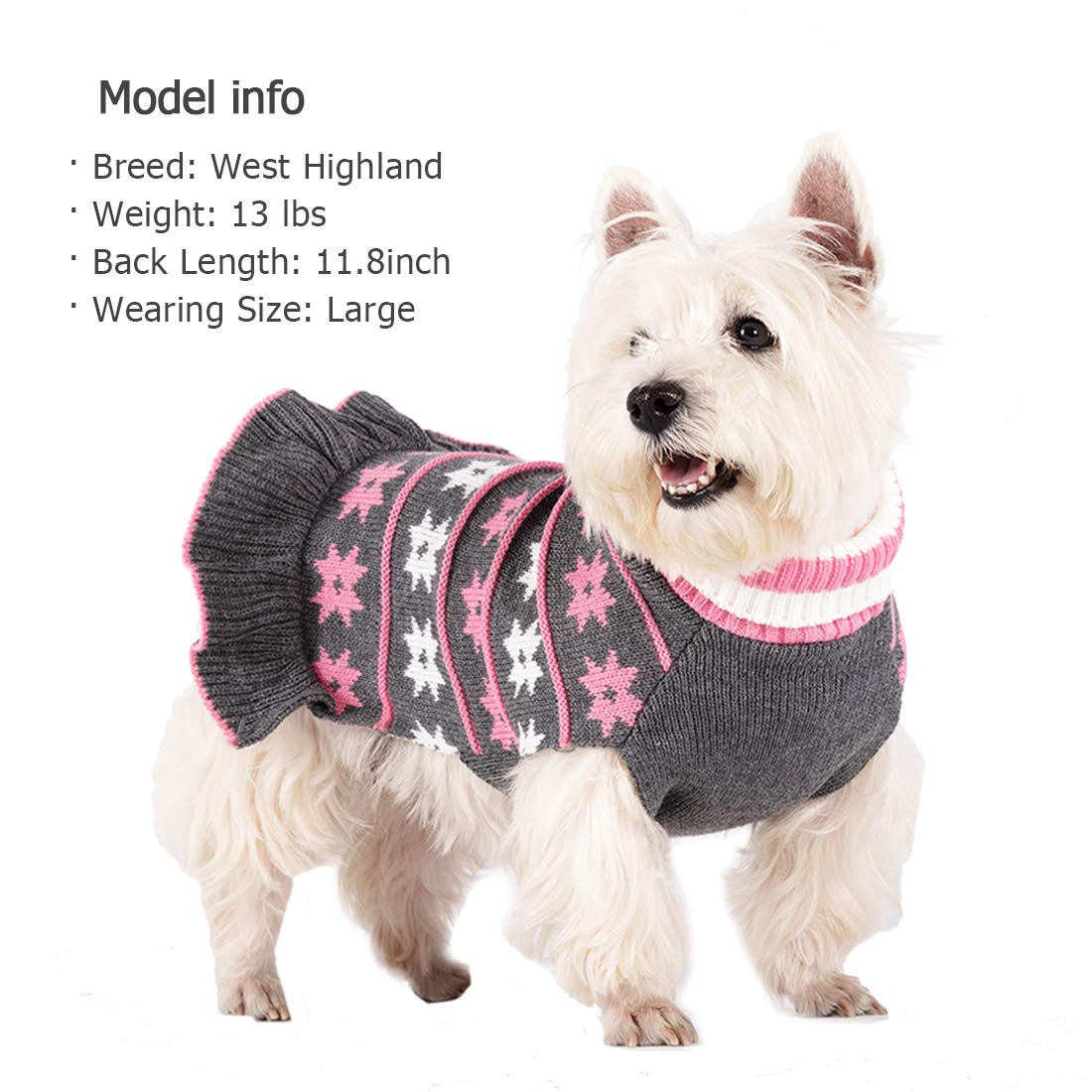Kyeese Dog Sweater Dress For Large Dogs Turtleneck Dog Sweaters Knit Pullover Warm For Winter