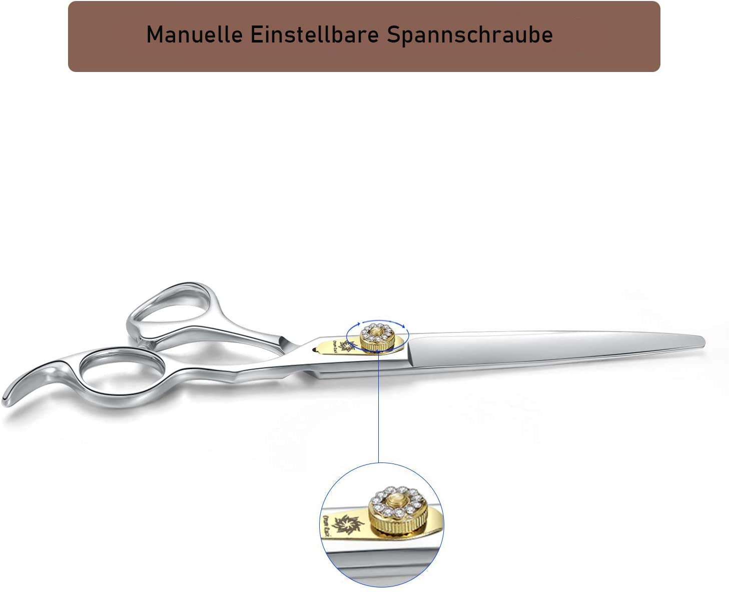 Dream Reach Professional Dog Grooming Straight, Curved, Thinning/Blending/Chunking Scissors Kit, Jp-440C Stainless Steel Pet Cat Hair Cutting/Trimming Shears (7 Inch-Straight Scissors)