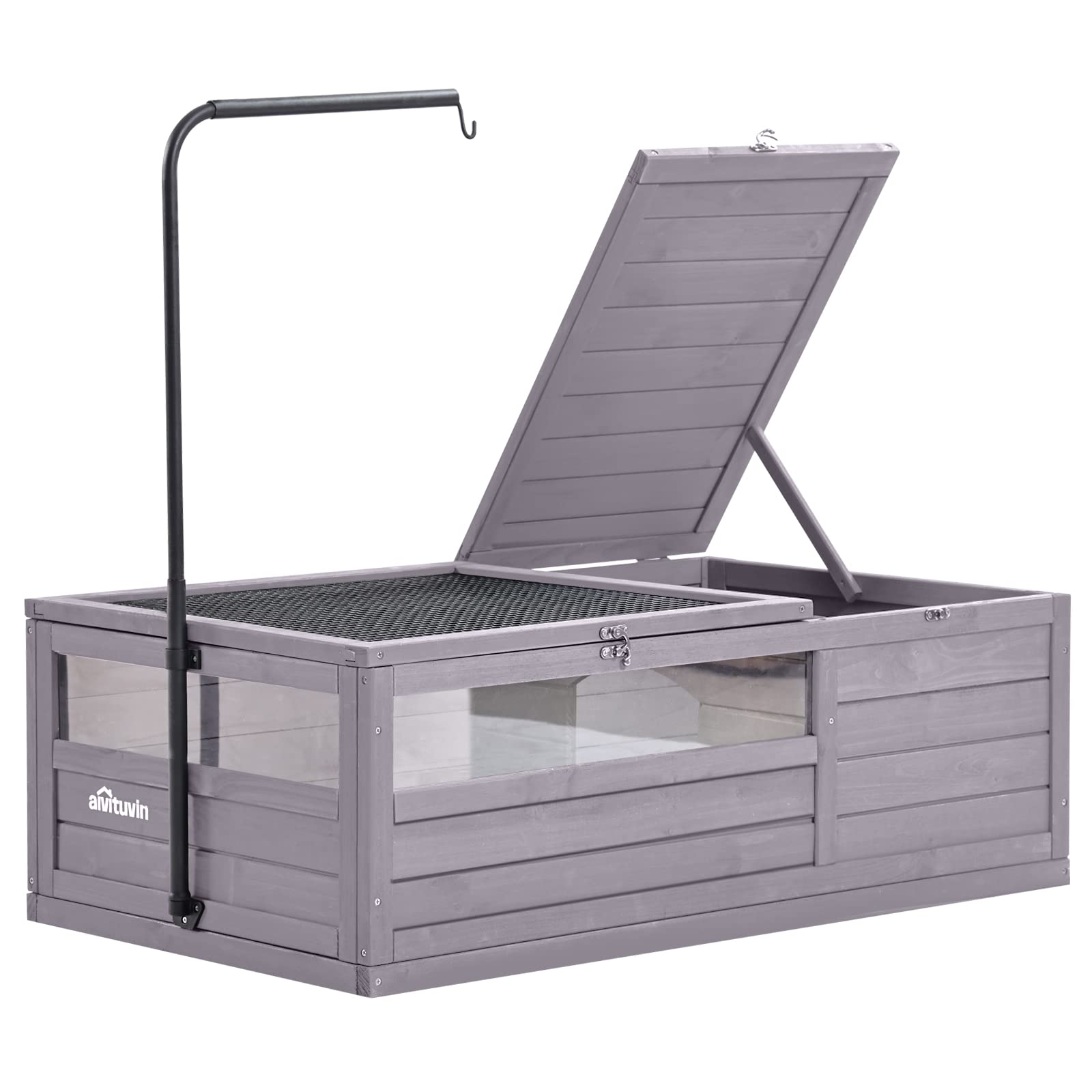 Aivituvin Wooden Tortoise House Large Tortoise Habitat Cage, Indoor Tortoises Enclosure For Small Animals, Outdoor Reptile Cage - Upgraded Weatherproof Bottom