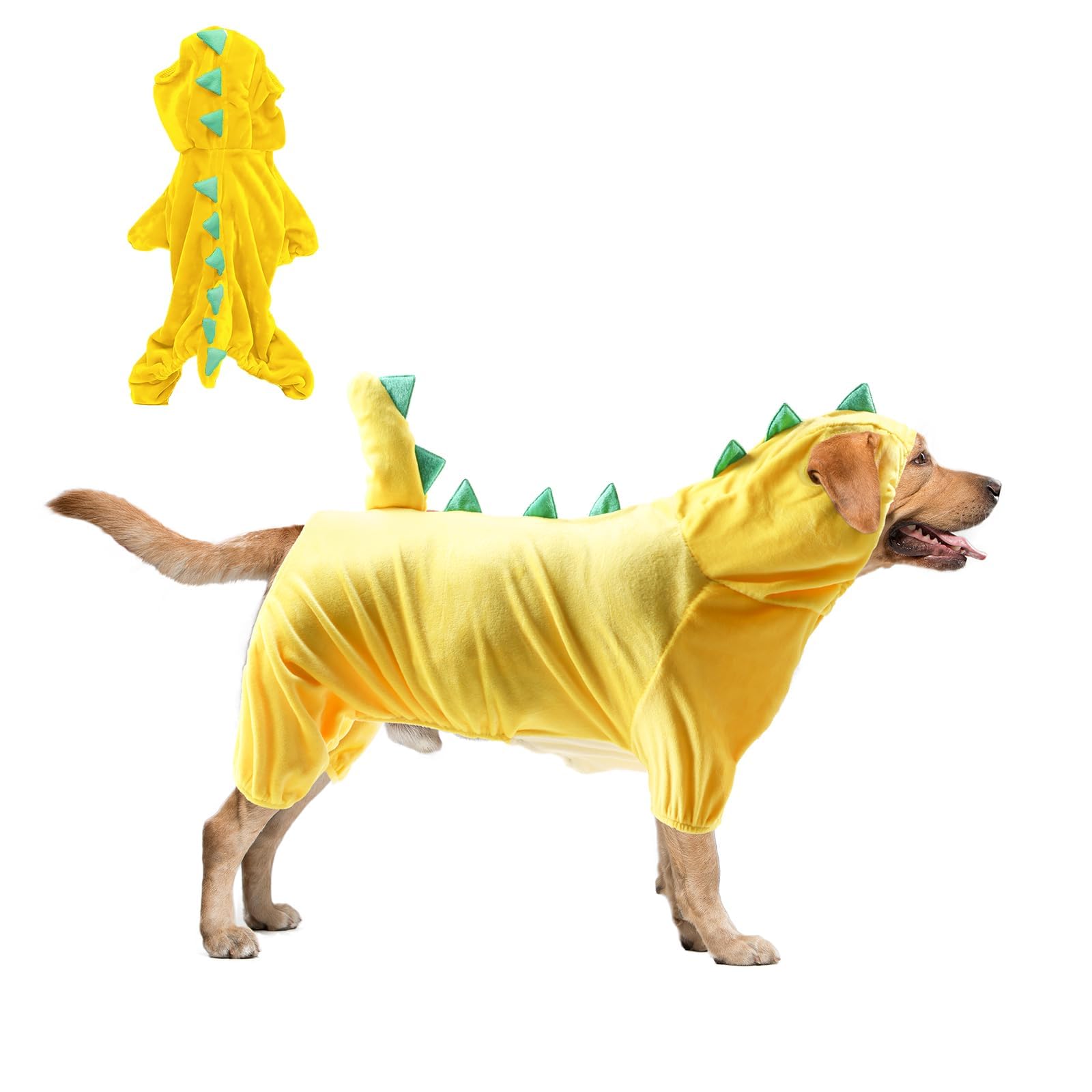 Hotumn Dinosaur Dog Halloween Costume Pet Dino Hoodie For Small Dogs (Medium, Yellow)