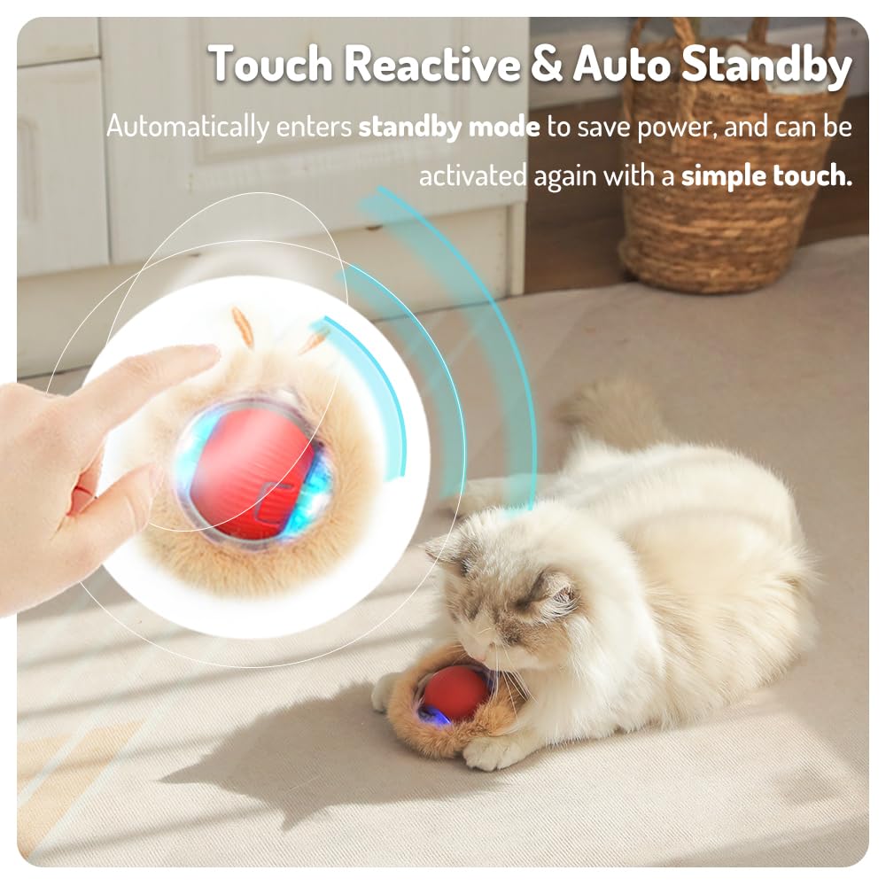 Lekewpet Interactive Cat Toys For Indoor Cats, Automatic Ball Toy Rolling Motion Activates, Hide & Seek Game For Cat Play, Recha