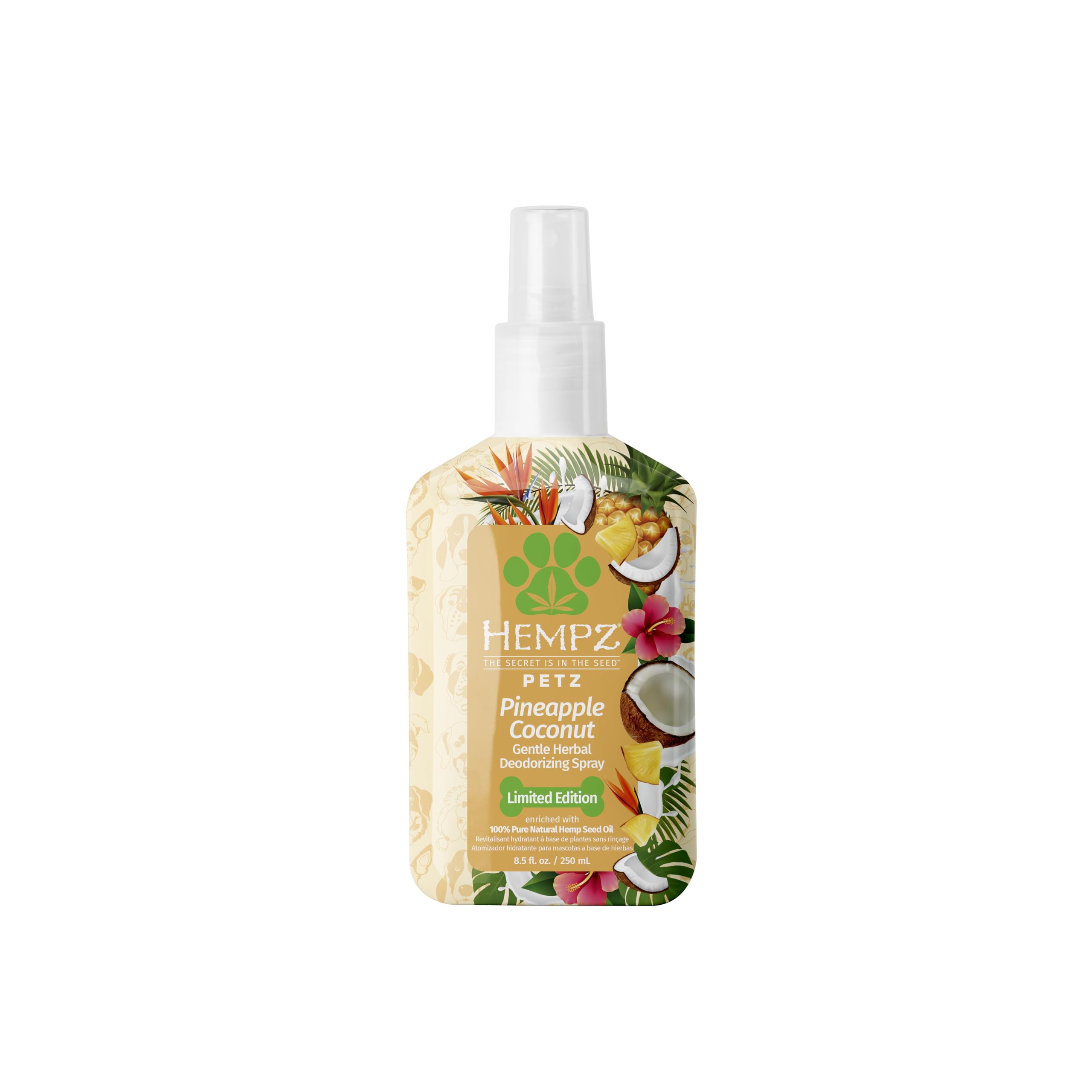 Hempz New Dog Cologne, Deodorizing Spray, Limited Edition Tropical Coconut Scent For Smelly Pets, 8.5 Oz.