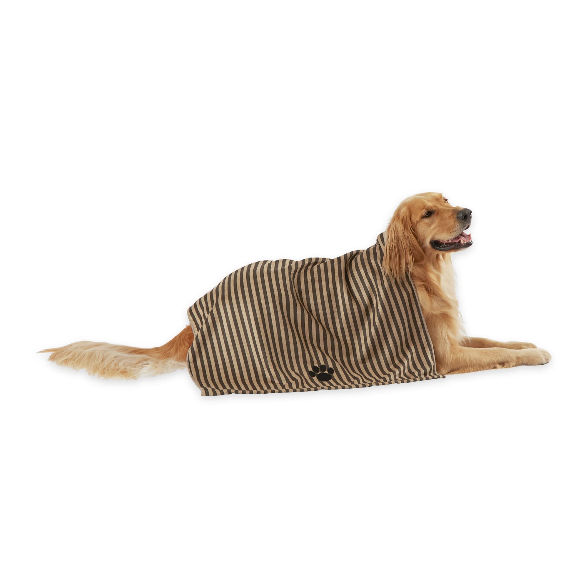 Bone Dry Pet Grooming Towel Collection Absorbent Microfiber X-Large, 41x23.5, Striped Brown