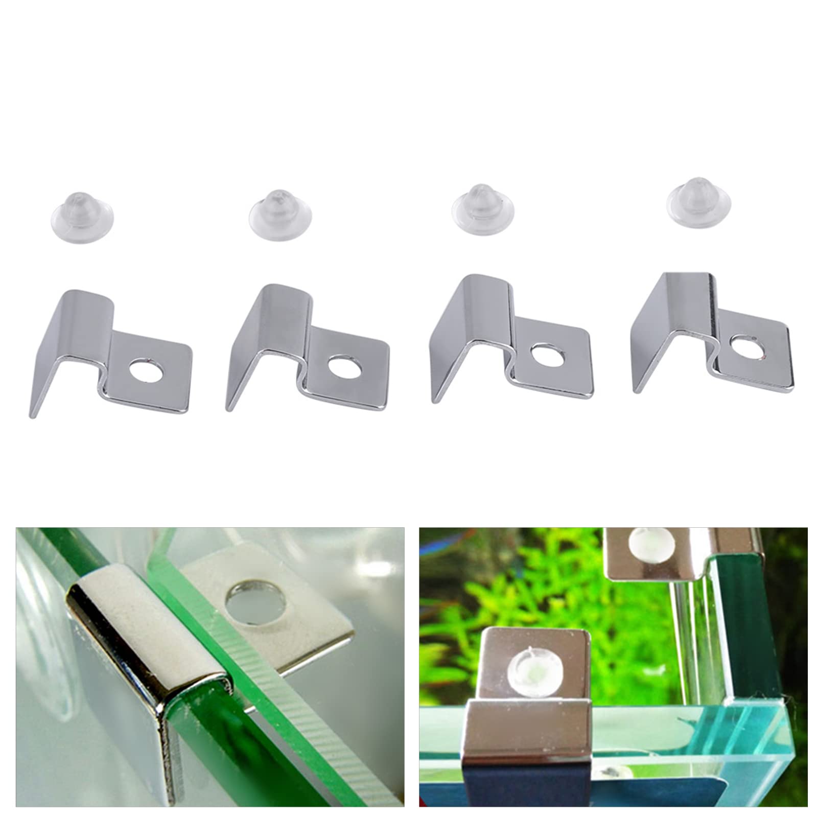 4pcs Stainless Steel Fish Glass Cover Support Bracket, Aquarium Cover Glass Clip Holder Lid Bracket Fish (6mm)