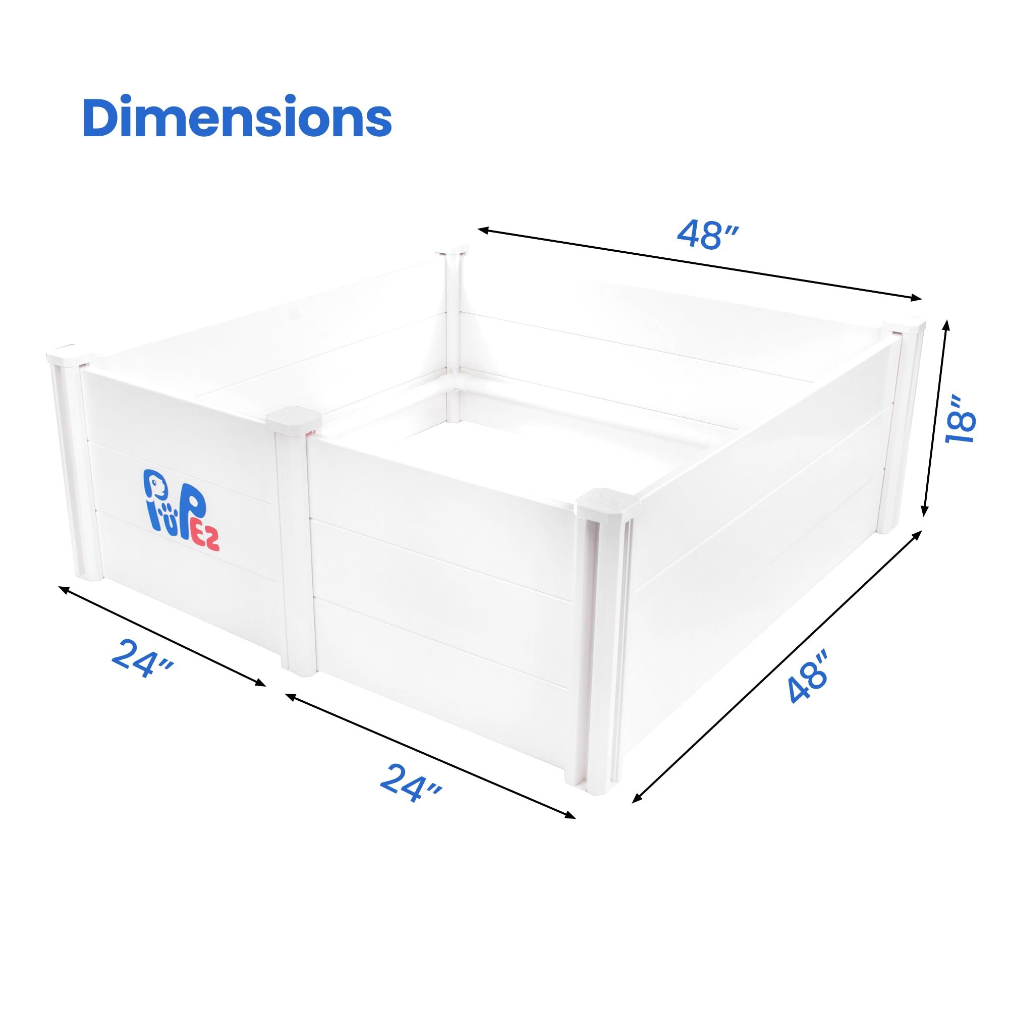 PUPez Whelping Box - 48x48x18 - Whelping Bed, Pen for Puppies, Large Breed Dogs