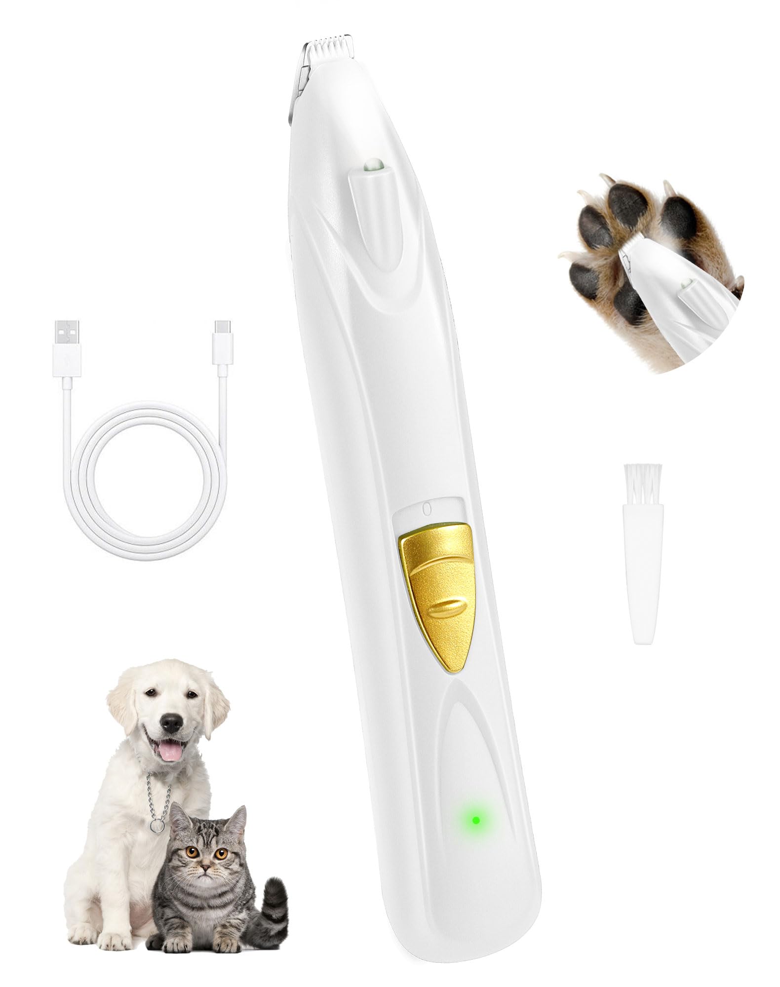 Leyoufu Dog Clippers For Grooming, Cordless Dog Grooming Kit For Small Dogs With Led Light, Rechargeable Low Noise Cat Hair Trimmer For Grooming Pet Hair Around Paws, Eyes, Ears, Face, Rump (White)