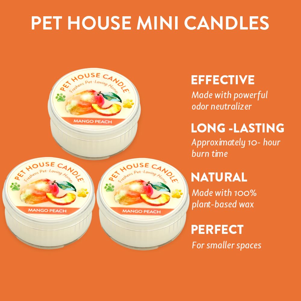 One Fur All Pet House Mini Candles For Pet Odor Made With Natural Soy Wax, Plant Based, Dog And Cat Friendly Scented Candles, Ma