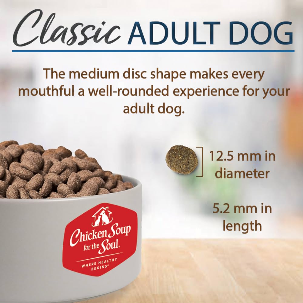 Chicken Soup For The Soul Pet Food Classic Dry Adult Dog Food, Chicken, Turkey & Brown Rice Recipe, 28 Pound Bag | Soy Free, Cor