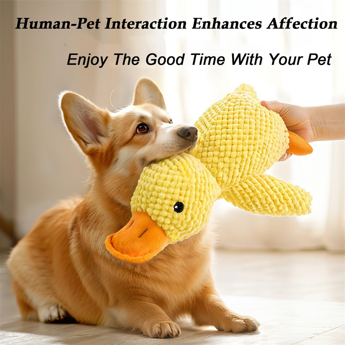 Calming Plush Yellow Duck Cat Squeak Toy For Cats, Sleeping Companion, Suitable For All Cats