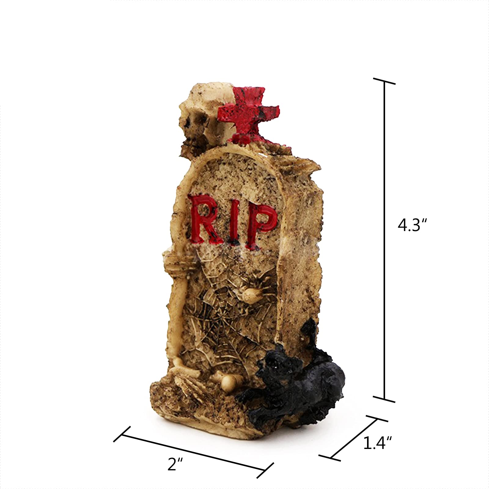 Kocris Casa Skull Aquarium Betta Fish Tank Gravestone Death Halloween Decorations Statues Figurine Sculpture Reptile Turtle Liza