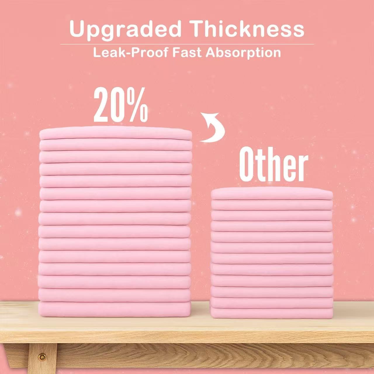 MoMoCo Puppy Pads - Super Absorbent, Leak-Proof, Quick-Drying, 23"x23", 100 Count, Pink