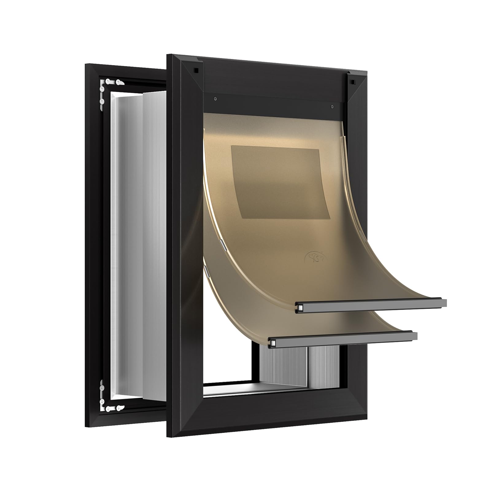 Sammak Dog Door For Wall, Heavy Duty Dog Door With Aluminum Frame And Telescoping Tunnel, Two Magnetic Flaps And Two Sliding Loc