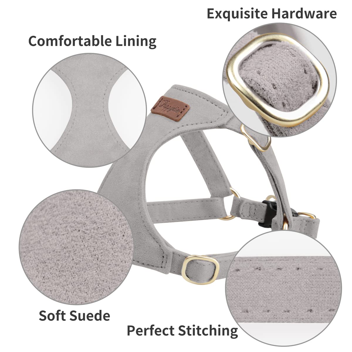 No Pull Xs Dog Harness With Multifunction Dog Leash,Soft Adjustable No Choke Escape Proof Pet Harness Vest,Silver Grey,Xs