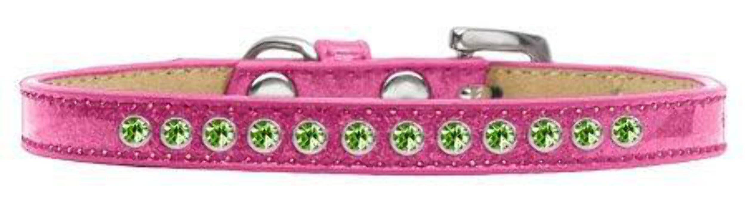 Dog, Puppy and Pet Ice Cream Collar, Lime Green Crystal Rimsets Silver 8