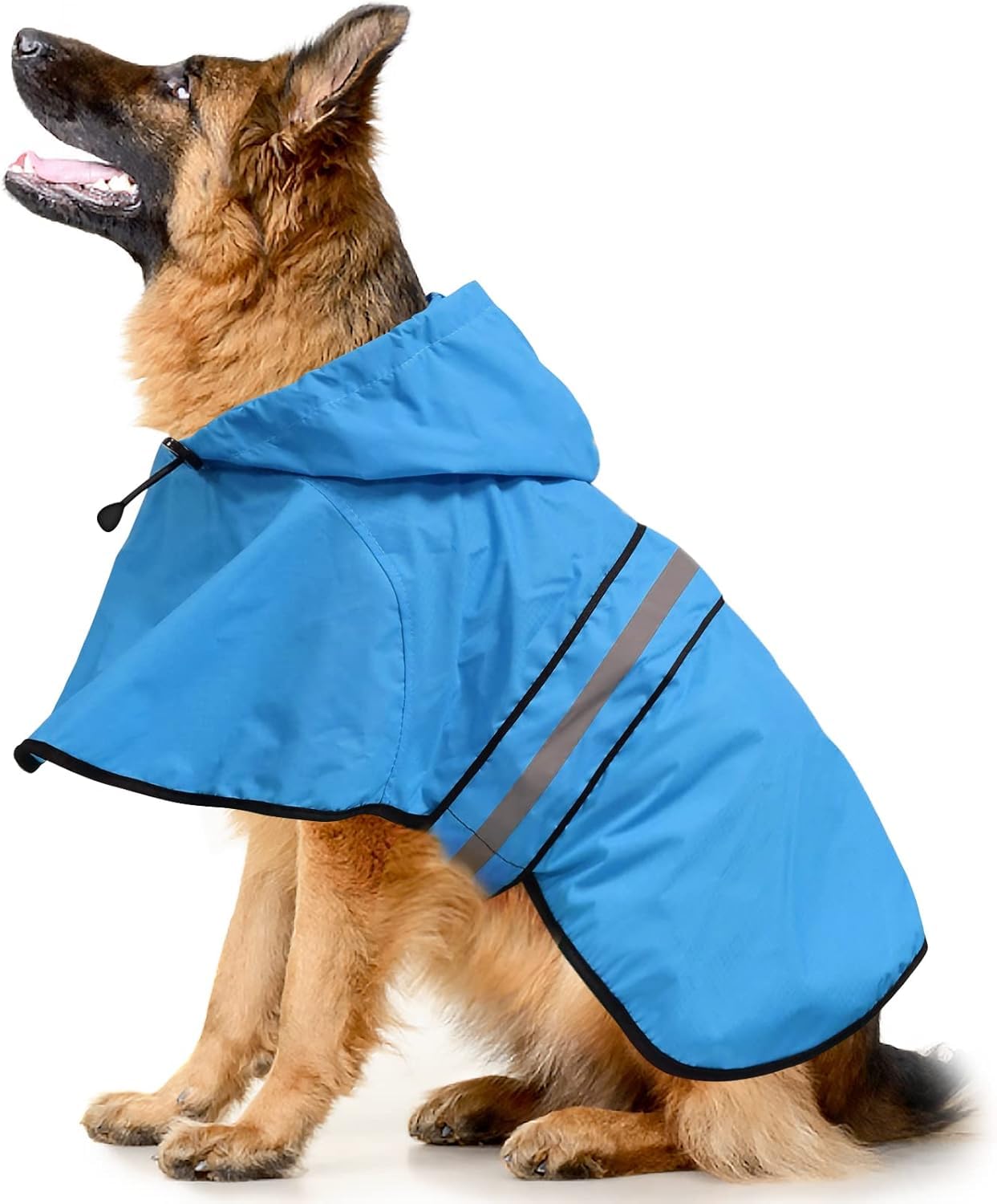 Ezierfy Dog Raincoat, Reflective Waterproof Hooded Pet Rain Jacket, Lightweight Dog Slicker Poncho With Leash Hole For Large Dog
