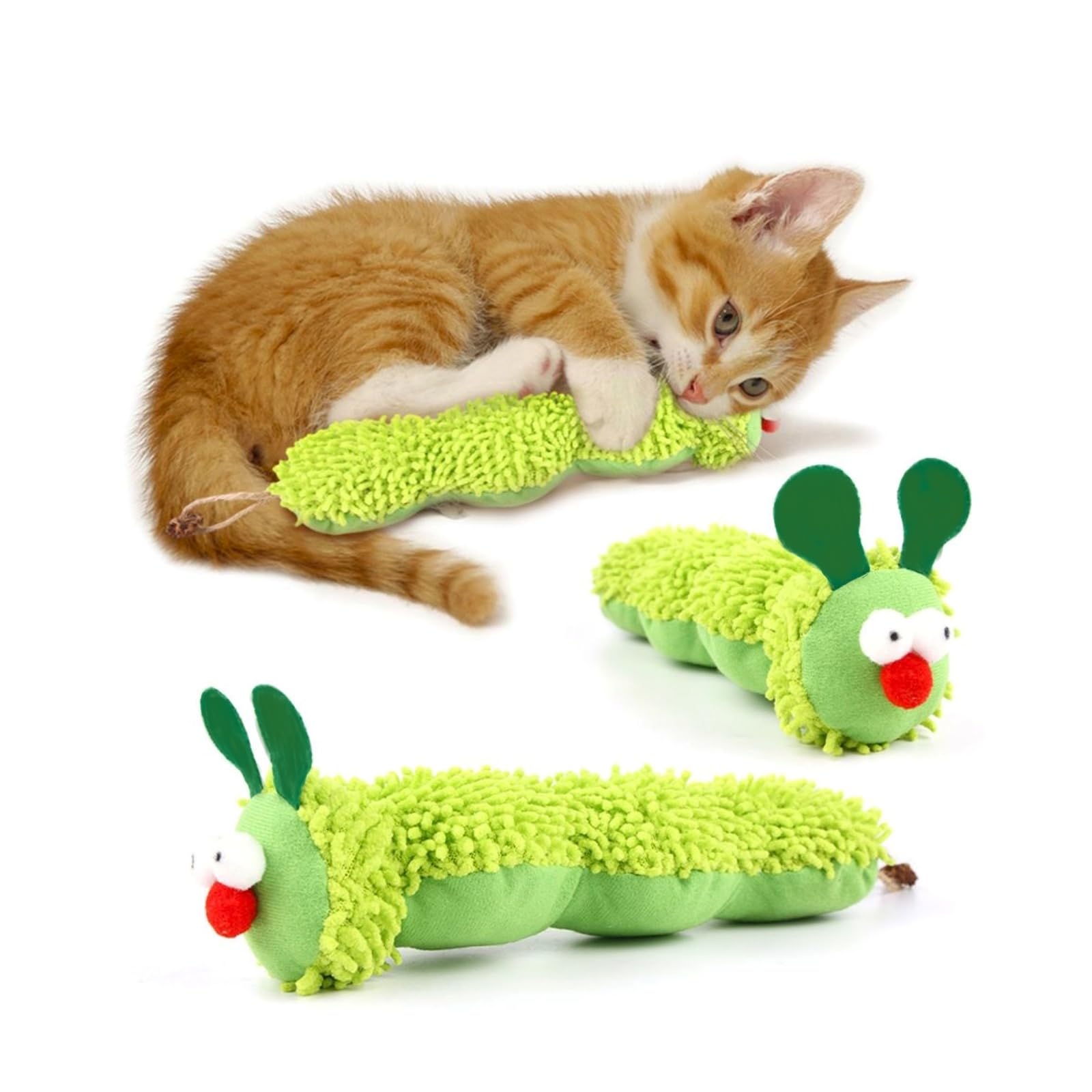 Hey Jumi Catnip Toys Caterpillar, Cat Toys Soft And Durable, Interactive Cat Bite And Kicker Toys For Indoor Cats With 2 Crinkle