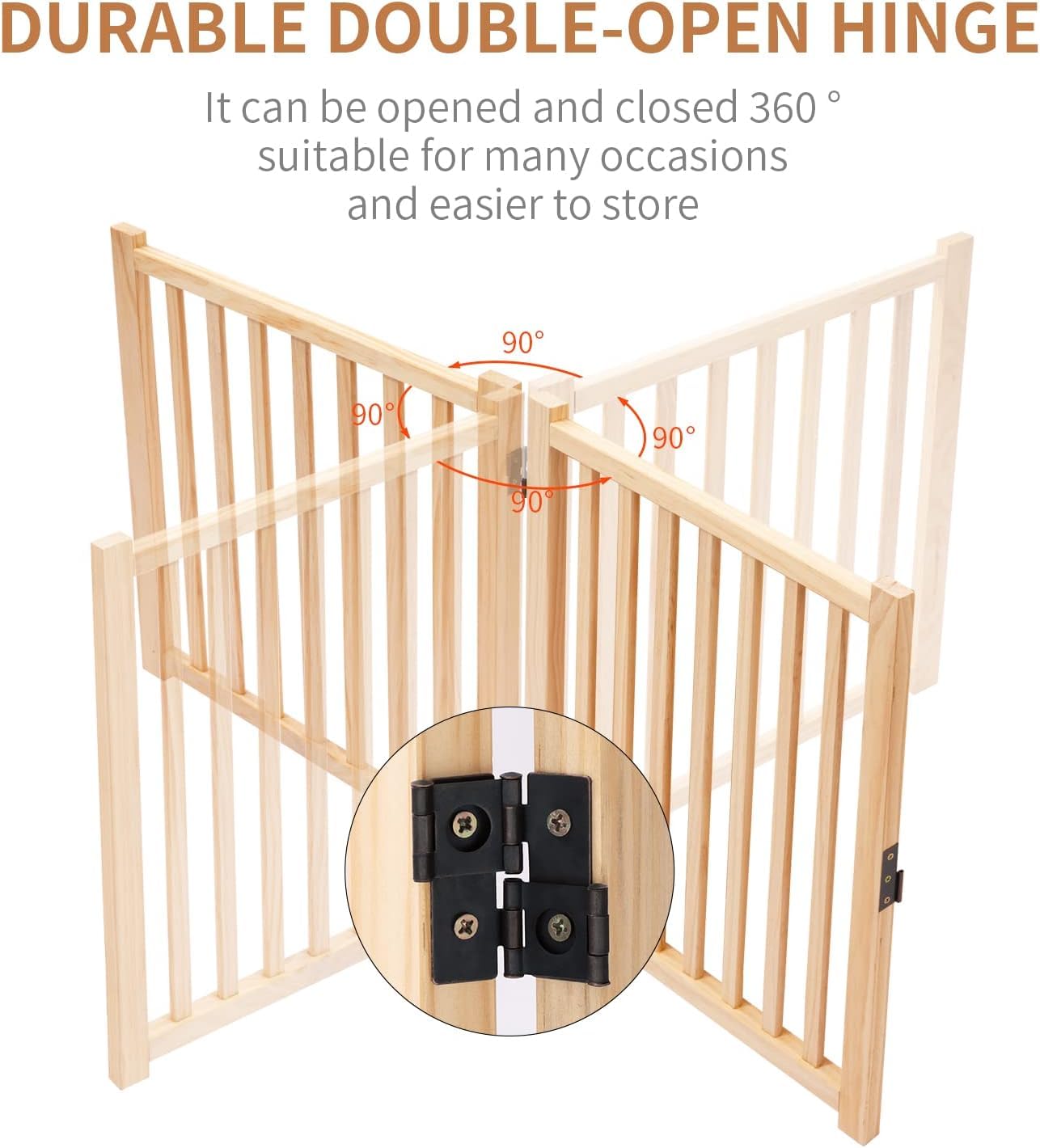 YOCAN Paint-Free Wooden Freestanding Dog Gates for The House,Doorways, Stairs,Wood Dog Fences Indoor Pet Gate,Step Over Fence-2