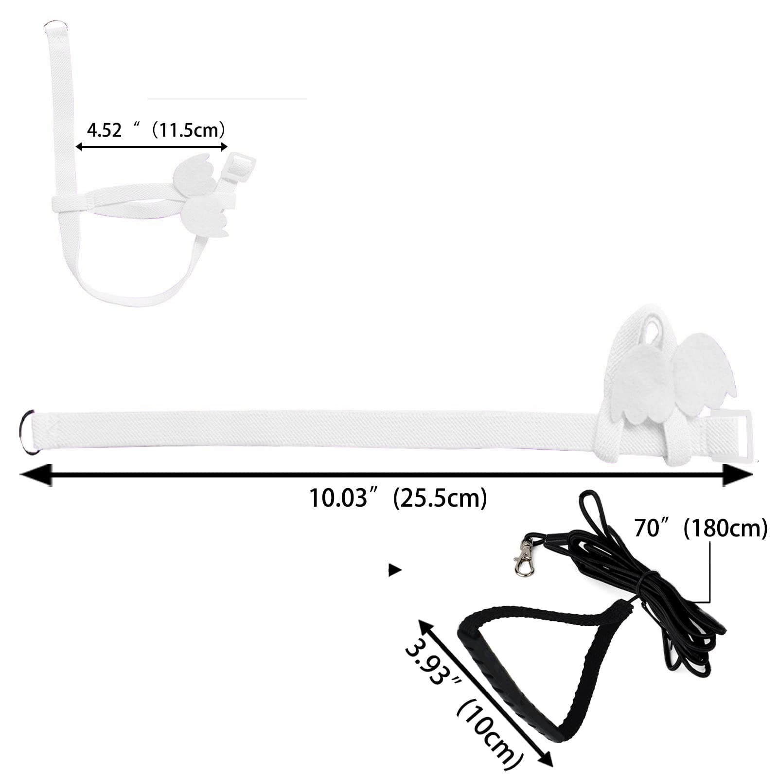 Pet Parrot Bird Harness And Leash, Adjustable Training Design Anti-Bite, Bird Nylon Rope With Cute Wing For Parrots, Suitable For Alexandrine, Scarlet, Keck, Mini Macaw Same Size Birds (White)