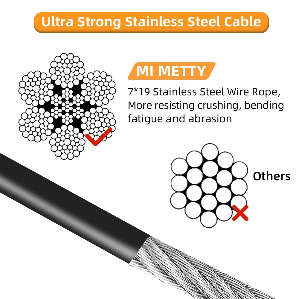 Tie Out Cable For Dogs, 20/30/50/100Ft Dog Leads For Yard Chew Proof, Heavy Duty Dog Tie Out Cable For Large Dogs Up To 250Lbs,