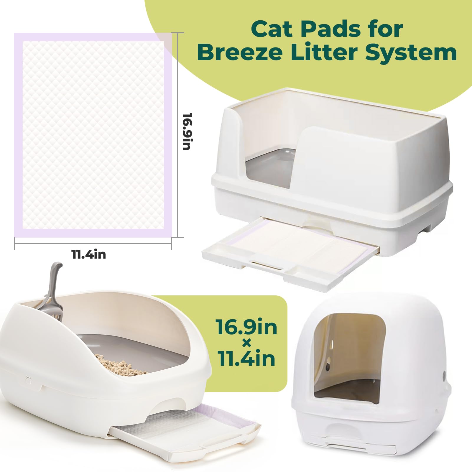 Cat Pads Refills for Tidy Cats Breeze Litter System - Super Absorbent 6-Layer Pads for Odor Control, Lavender Scented - 16.9 x 1