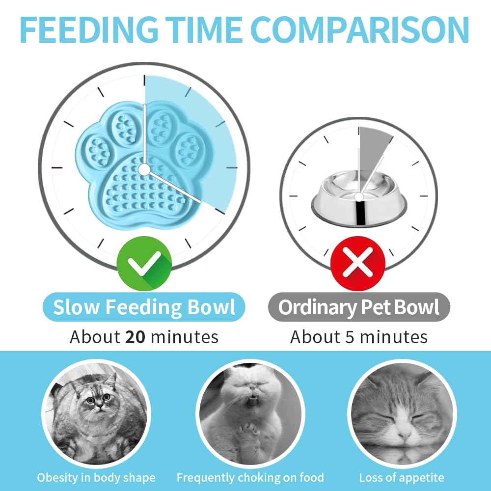 Ceramic Slow Feeder for Dogs & Cats, 8.8   Lick Mat and Puzzle Feeder Blue Cat Dish Slow for Anxiety Relief, Interactive Treats