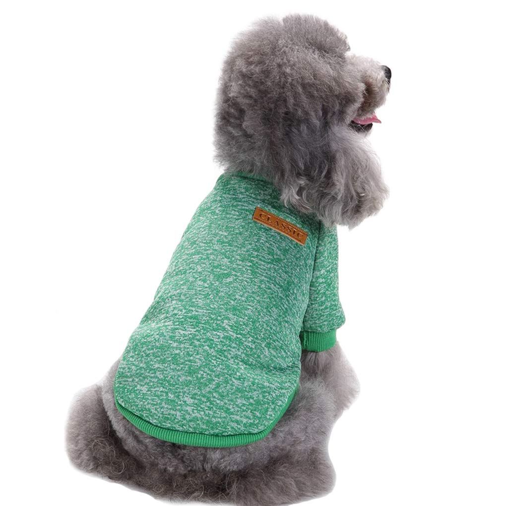 Chborless Pet Dog Classic Knitwear Sweater Warm Winter Puppy Pet Coat Soft Sweater Clothing For Small Dogs (S, Green)