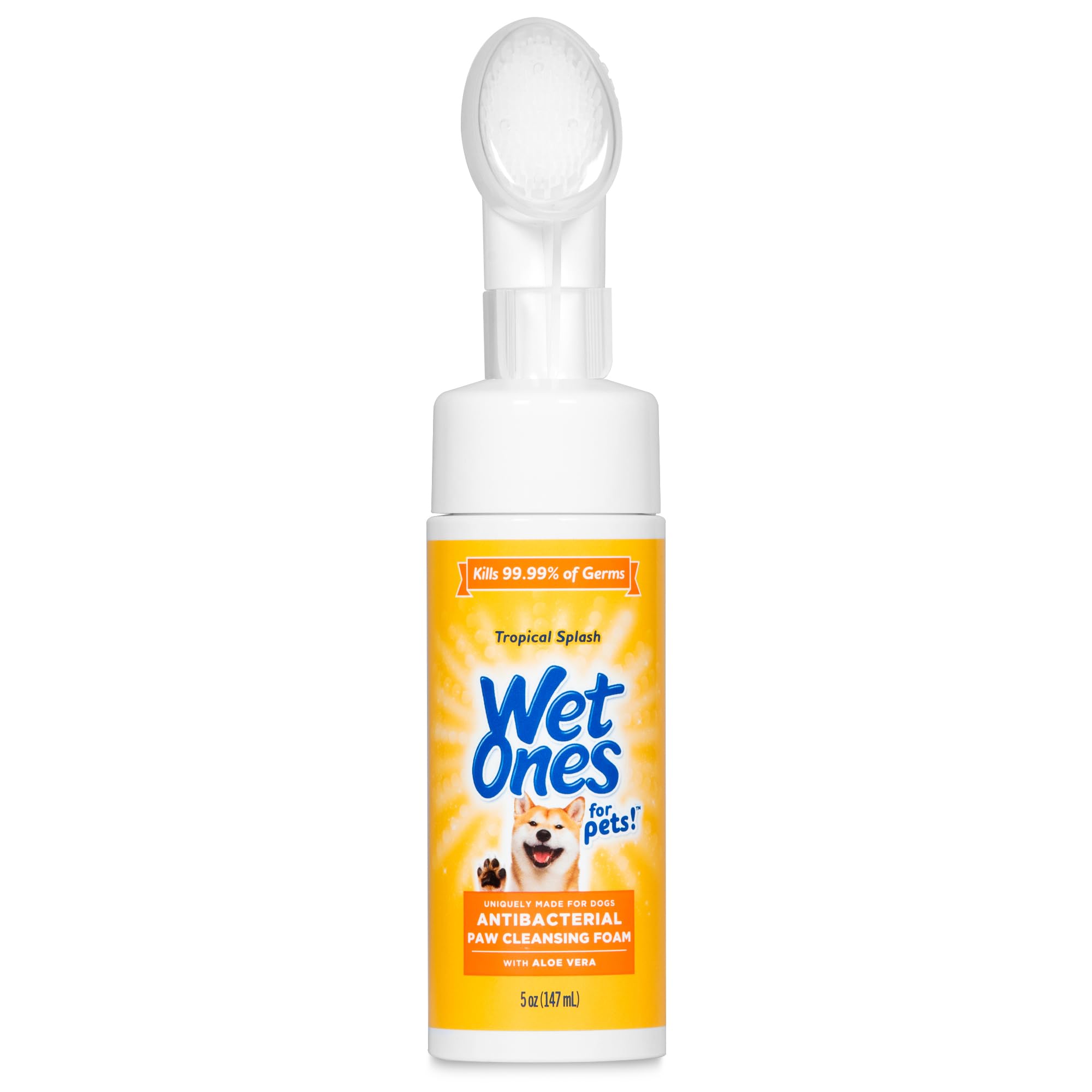 Wet Ones For Pets Antibacterial Paw Cleaner With Built-In Scrubber Brush - Foaming Cleanser For Dog Paws - Washer & Grooming Car