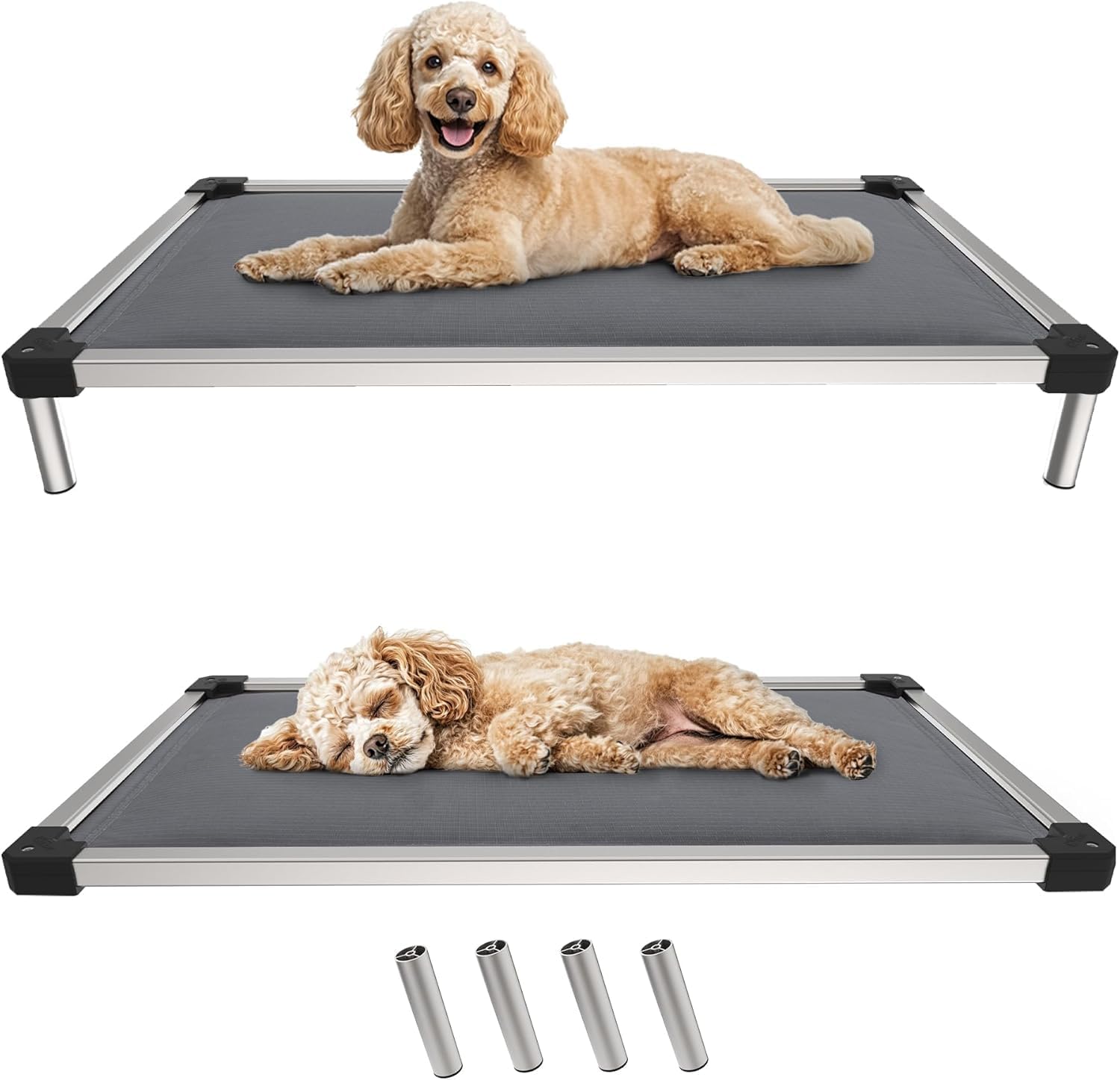FXW TitanNest Chew-Proof Elevated Dog Bed, Raised Cot for Indoor/Outdoor/Camping Use, Durable & Washable Padded Pet Bed for Smal