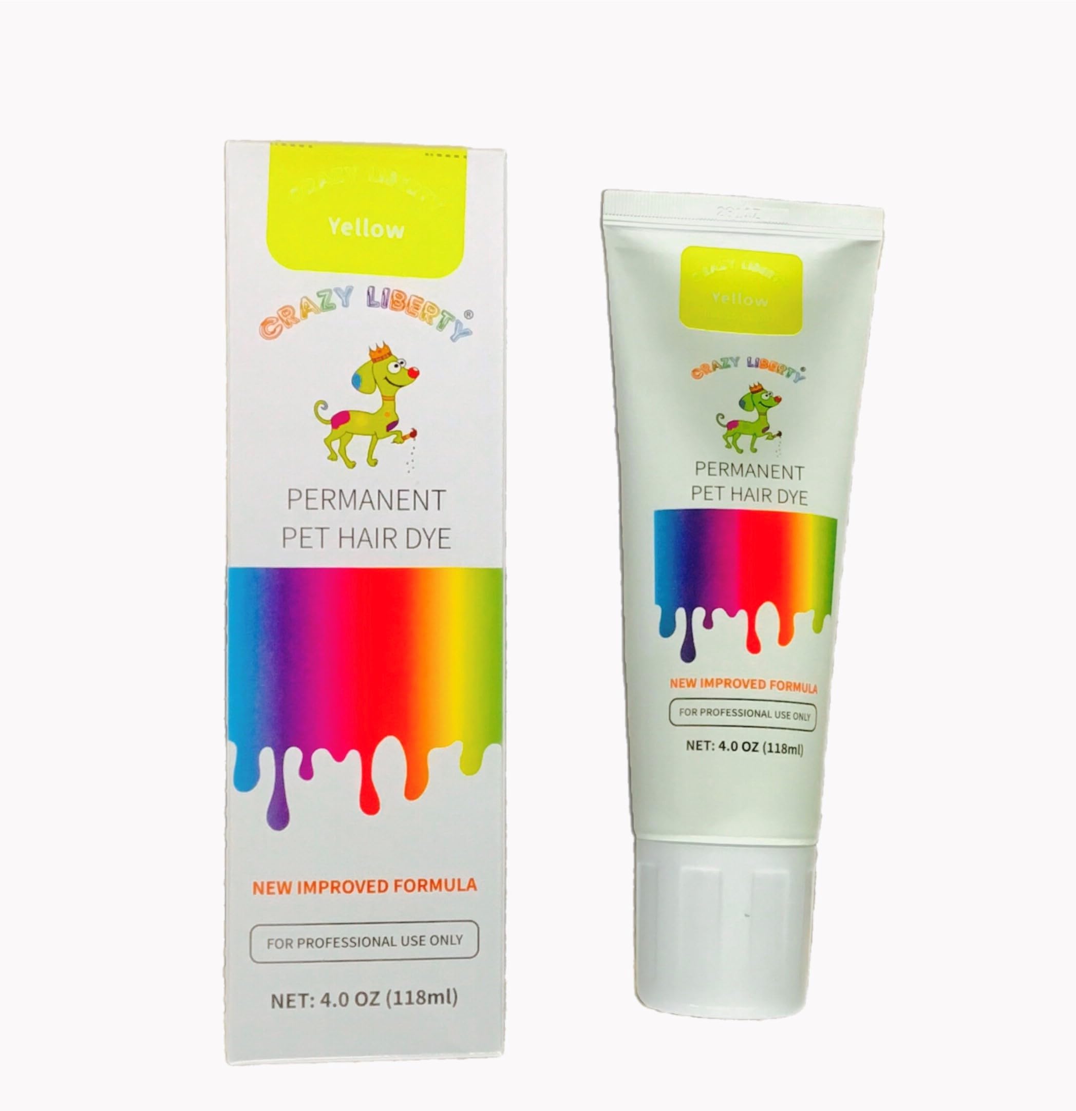 Crazy Liberty Permanent Hair Dye For Dogs And Horses, 4 Oz Tube. (Yellow)