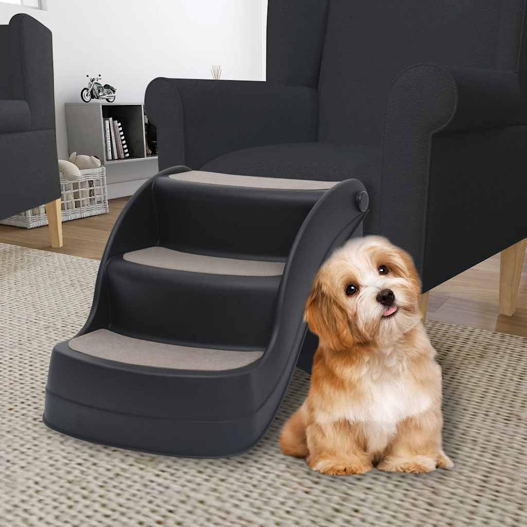 vidaXL Folding 3-Step Dog Stairs - Lightweight, Portable, and Foldable - Non-Skid Steps for Small to Large Pets - Stylish and Pr