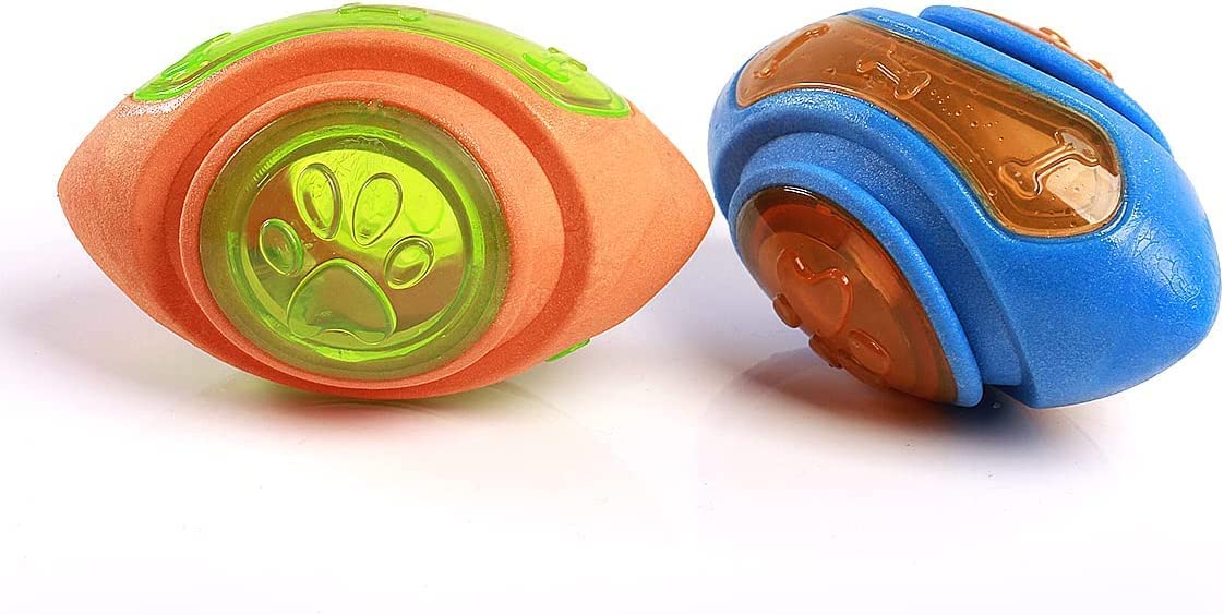 KsPups Dogs Rugby Ball with LED Light and Squeaky Sound | Premium Material and Bright Color chew Toy | Interactive Toys for Pupp