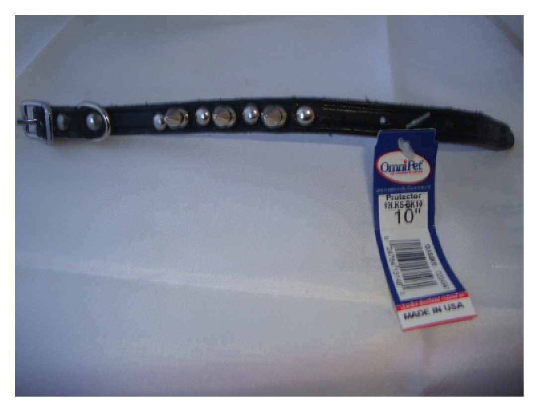 Omnipet Spiked & Studded Latigo Leather Dog Collar, Black, 1/2' X 10'