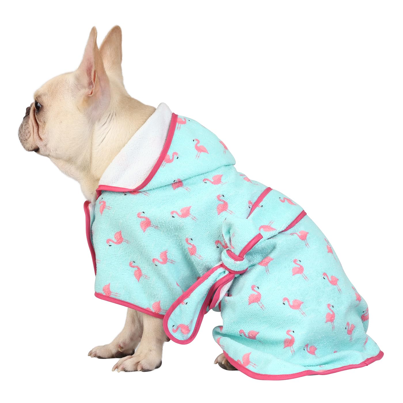 Hde Dog Bathrobe Super Absorbent Quick Drying Towel With Hood For All Dog Breeds Sizes S-Xxl - Flamingos - M