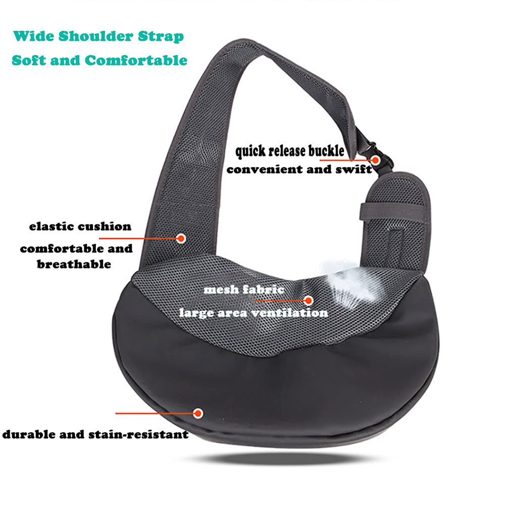 Pet Dog Sling Carrier, Breathable Mesh Portable Travel Safe Pet Sling Shoulder Bag Carrier With Adjustable Non-Slip Shoulder Strap For Small Dogs Cats Puppy