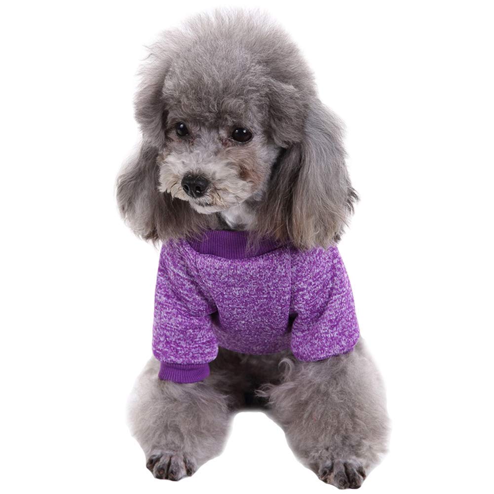 Chborless Pet Dog Classic Knitwear Sweater Warm Winter Puppy Pet Coat Soft Sweater Clothing For Small Dogs (S, Purple)