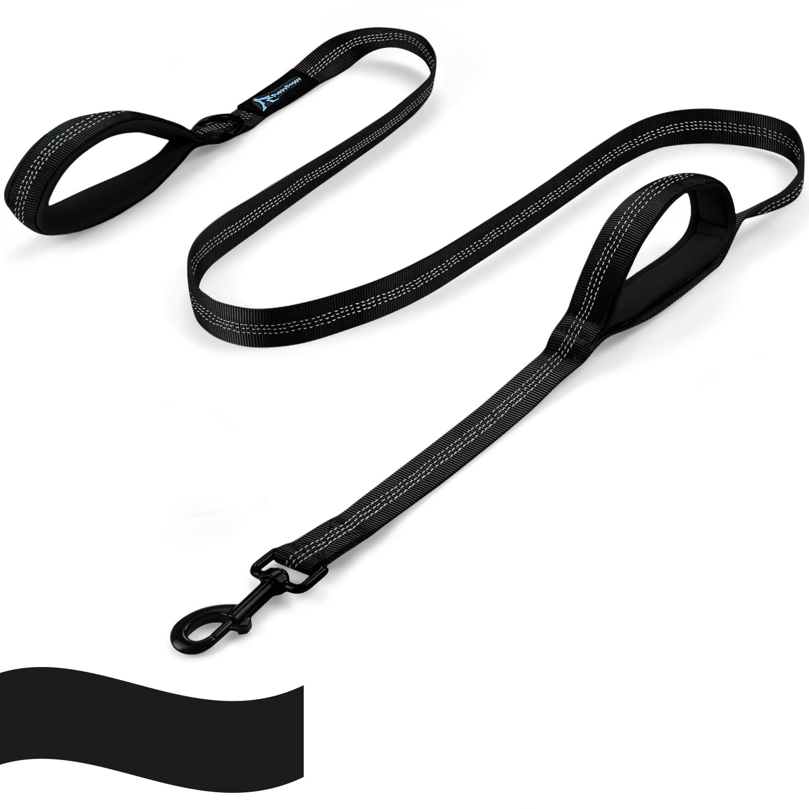PuppyDoggy Dog Leash for Large Medium Dogs 6Ft x 1'' Reflective Stitching Large Leash with 2 Traffic Padded Handles Dog Lead Rop