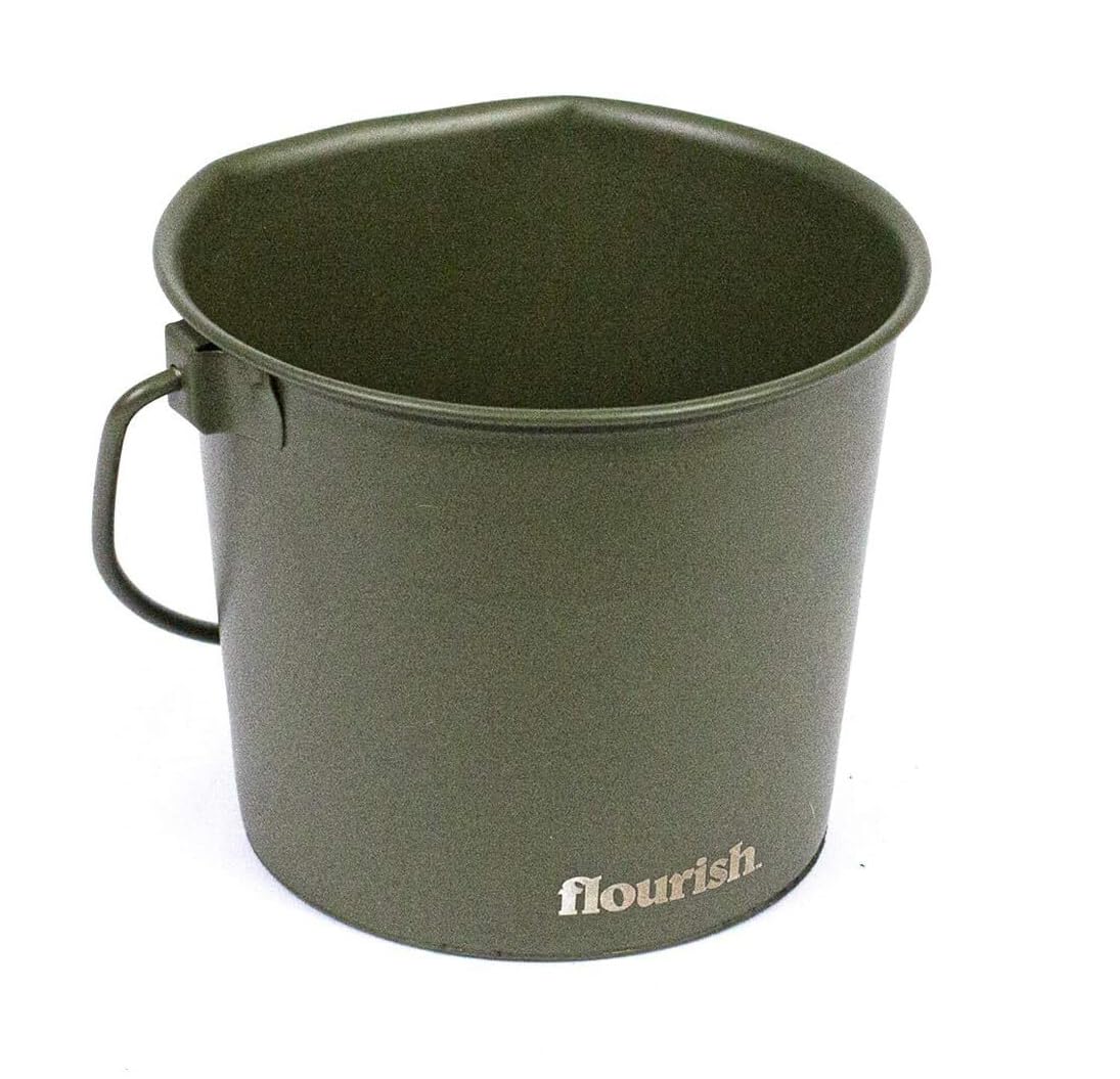 Flourish Pets Stainless Steel Dog Bucket (2 Qt Army Green Powder Coated)
