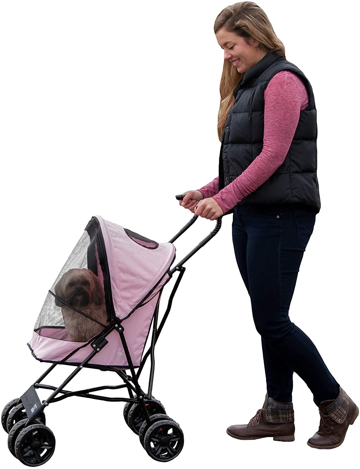 Pet Gear Travel Lite Plus Stroller, Compact, Easy Fold, No Assembly Required, Large Wheels For Cats And Dogs Up To 15 Pounds, 3 