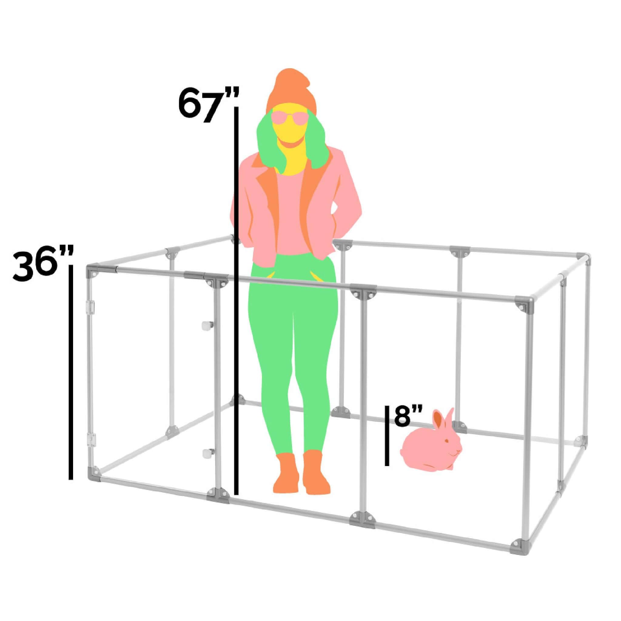 Clearly Loved Pets 36'' Tall Large Lucidium Pet Pen, Silver