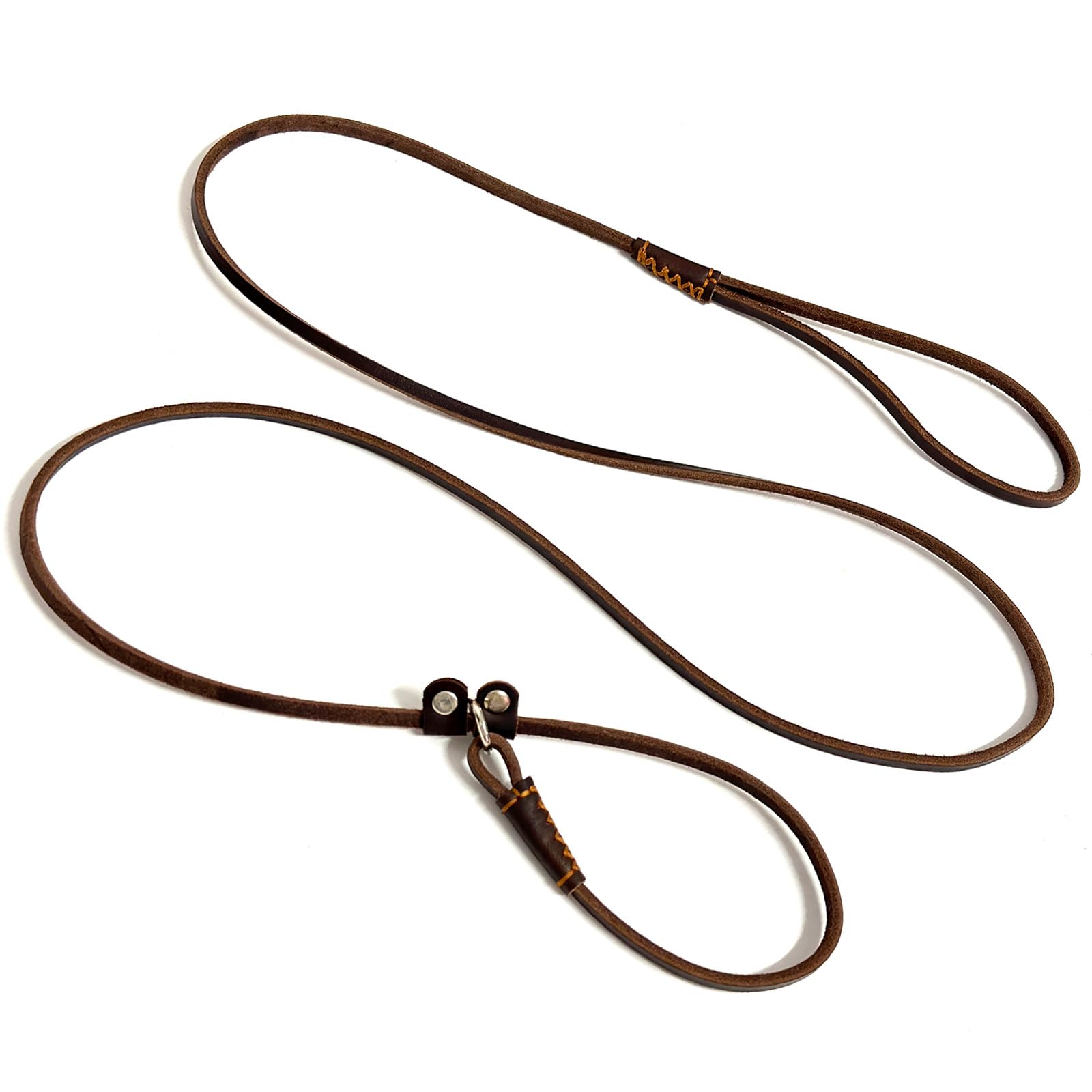 Guiding Star Leather Slip Lead For Small Dogs - 6Ft*1/5In Training Leash For Puppy To Medium Dogs