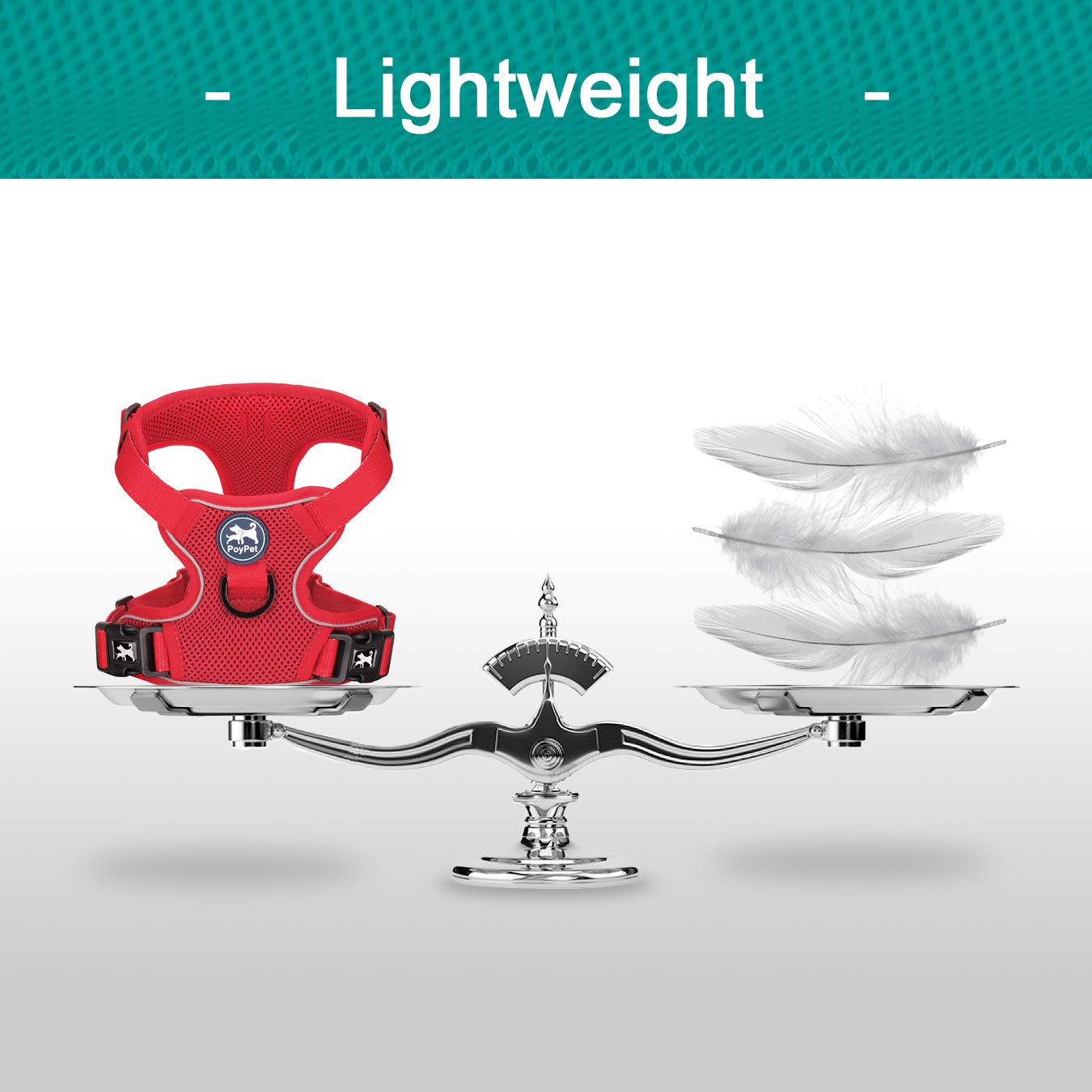 Poypet Reflective Soft Breathable Mesh Dog Harness Choke-Free Double Padded Vest With Adjustable Neck And Chest(Red,Xl)