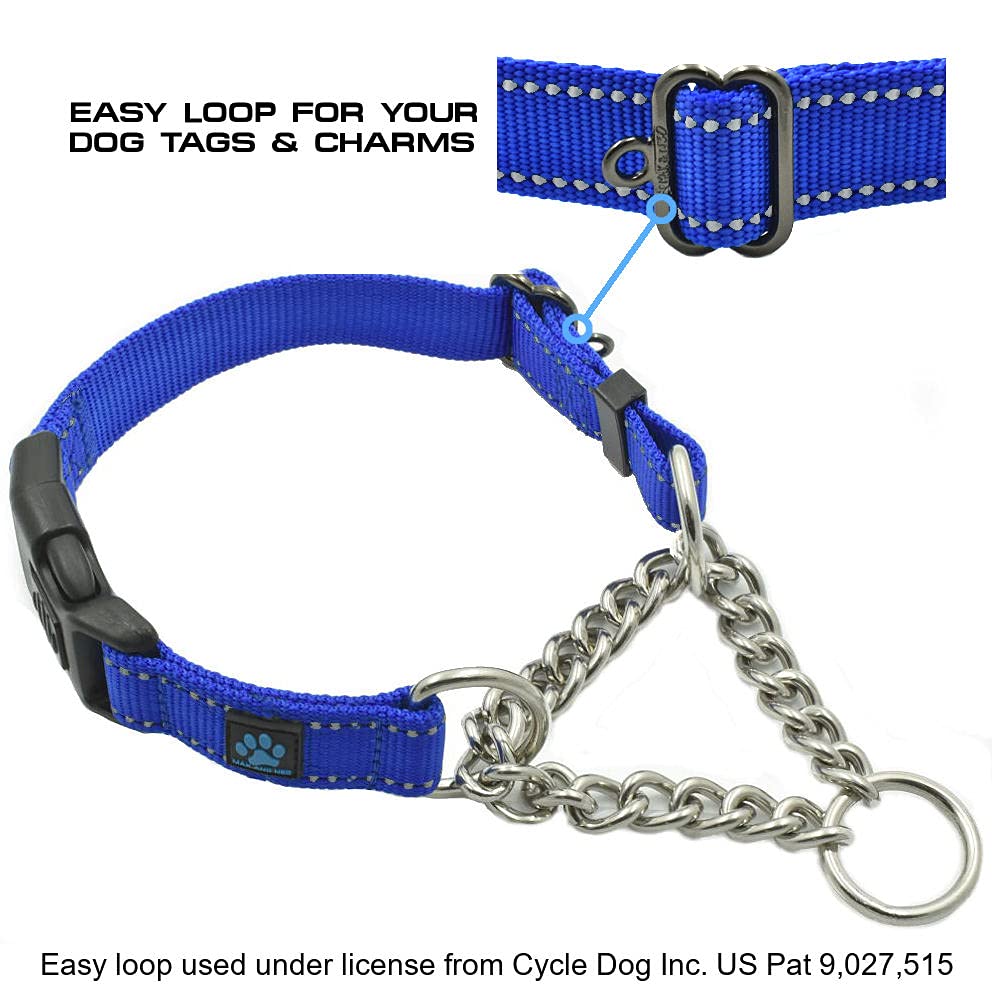 Max and Neo Stainless Steel Chain Martingale Collar - We Donate a Collar to a Dog Rescue for Every Collar Sold (Large, RED)