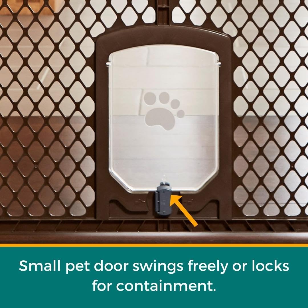 North States Mypet Extra Wide Dog Gate With Small Pet Door. 38.5    To 103.5'' Wide. Cat Gate For Doorway. Made In Usa. 26'' Tal
